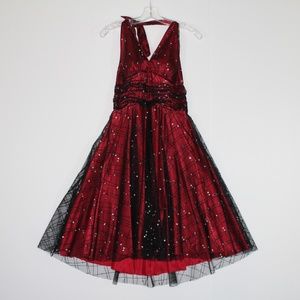 Red V-Neck Cocktail Dress